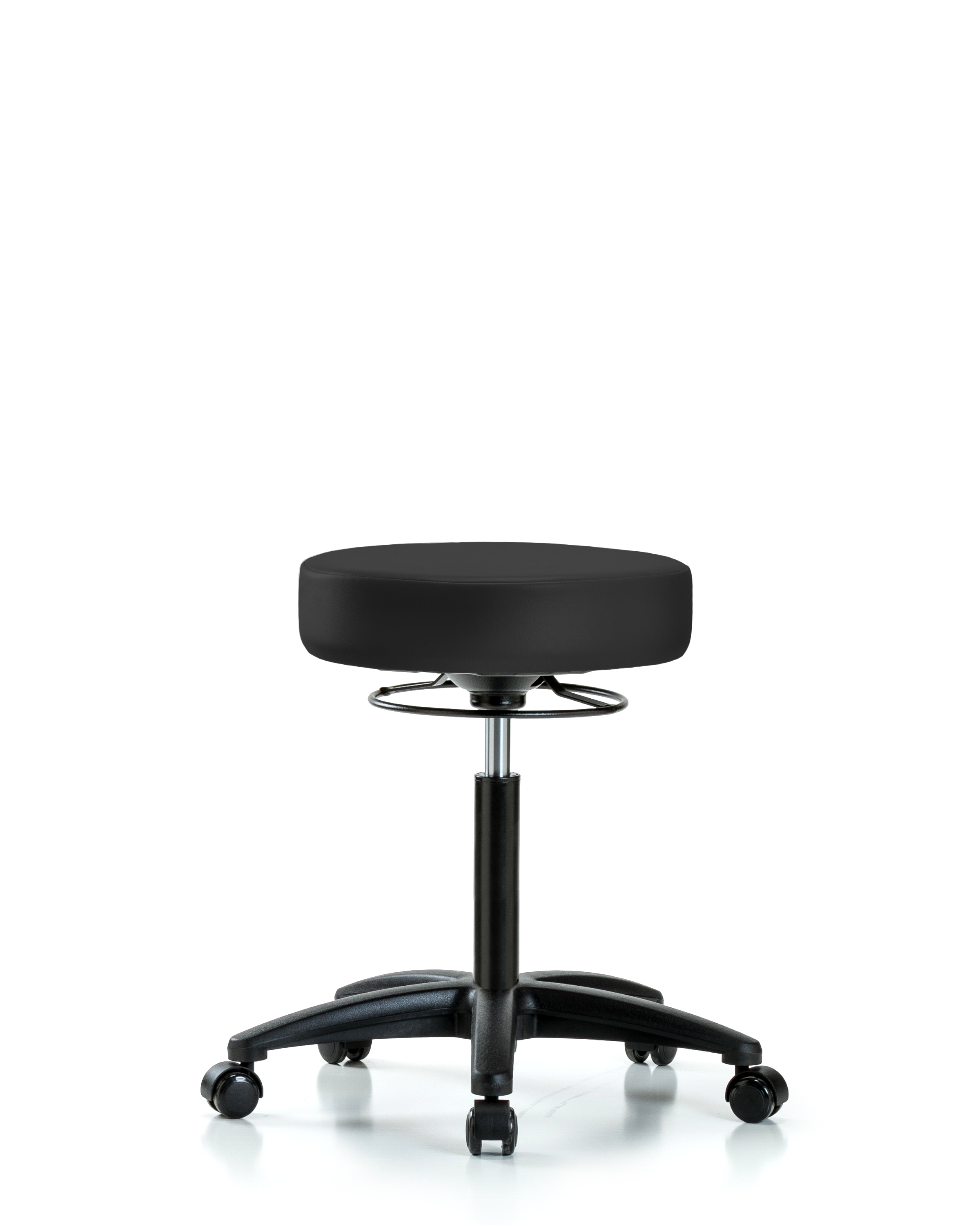 Rutledge Vinyl Stool without Back - Medium Bench Height with Casters in Charcoal Trailblazer Vinyl