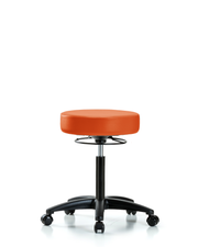 Rutledge Vinyl Stool without Back - Medium Bench Height with Casters in Orange Kist Trailblazer Vinyl