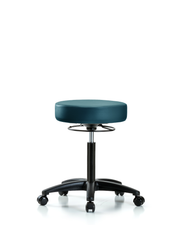 Rutledge Vinyl Stool without Back - Medium Bench Height with Casters in Marine Blue Supernova Vinyl