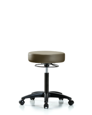 Rutledge Vinyl Stool without Back - Medium Bench Height with Casters in Taupe Supernova Vinyl