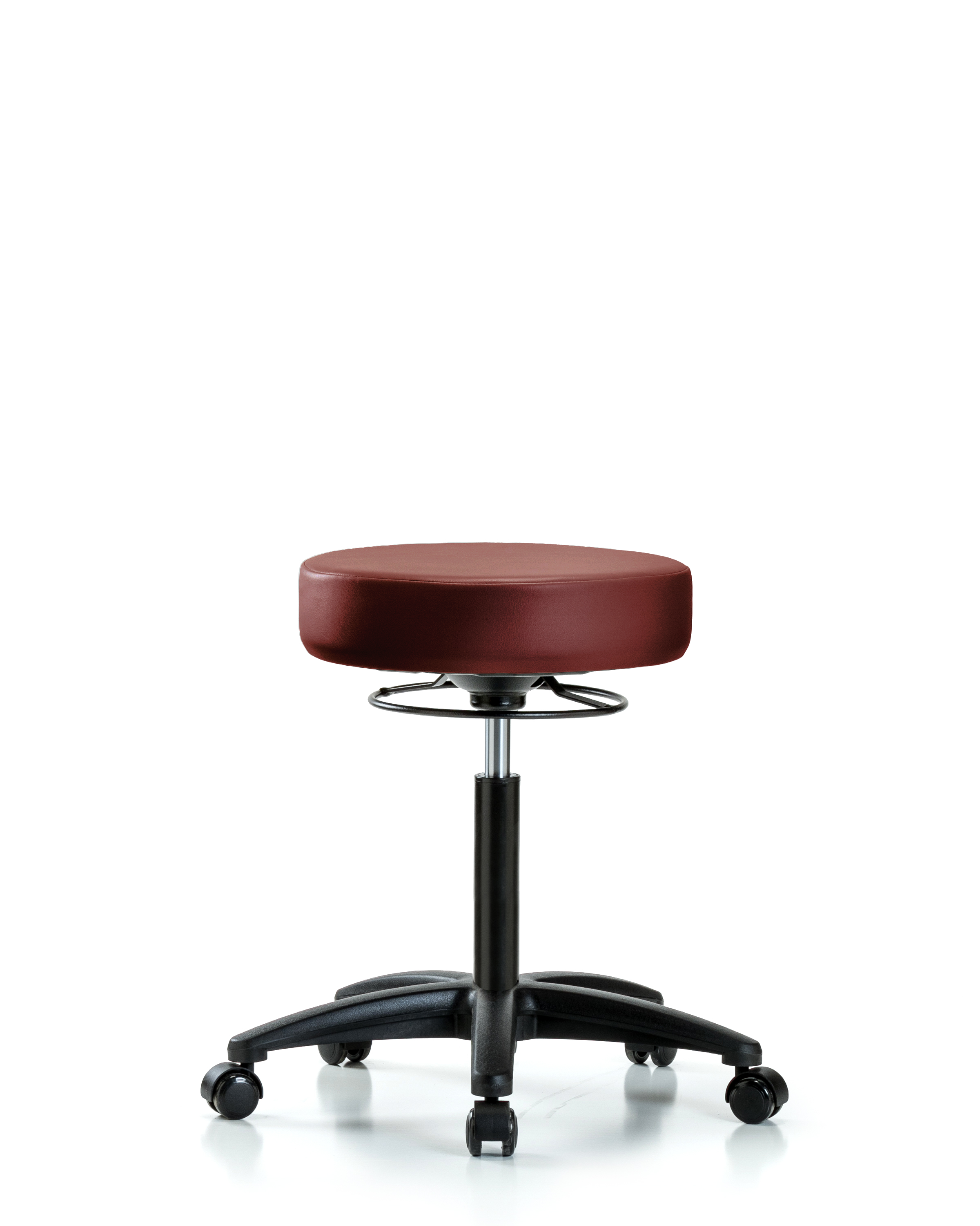 Rutledge Vinyl Stool without Back - Medium Bench Height with Casters in Borscht Supernova Vinyl