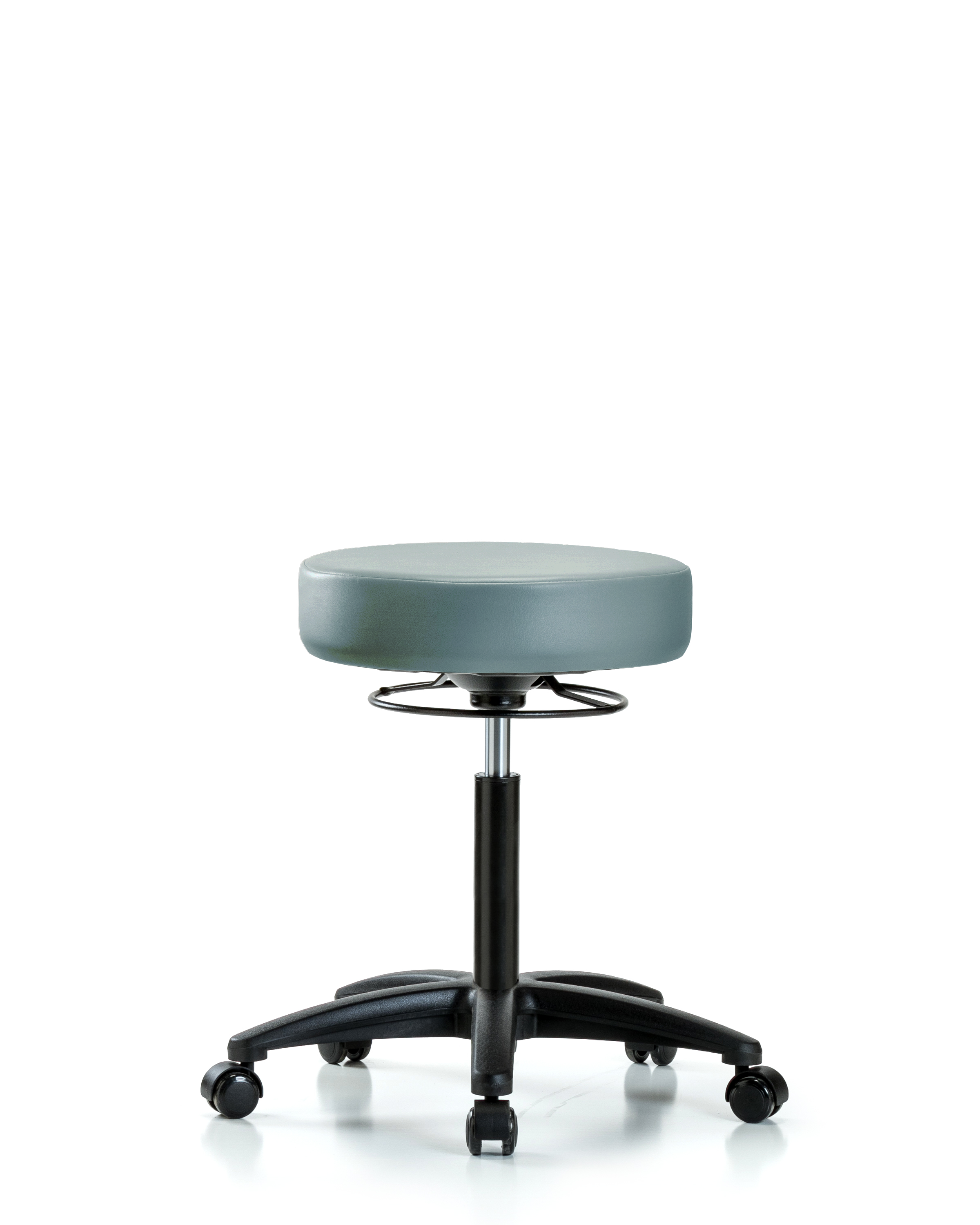 Rutledge Vinyl Stool without Back - Medium Bench Height with Casters in Storm Supernova Vinyl