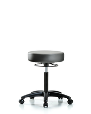 Rutledge Vinyl Stool without Back - Medium Bench Height with Casters in Sterling Supernova Vinyl