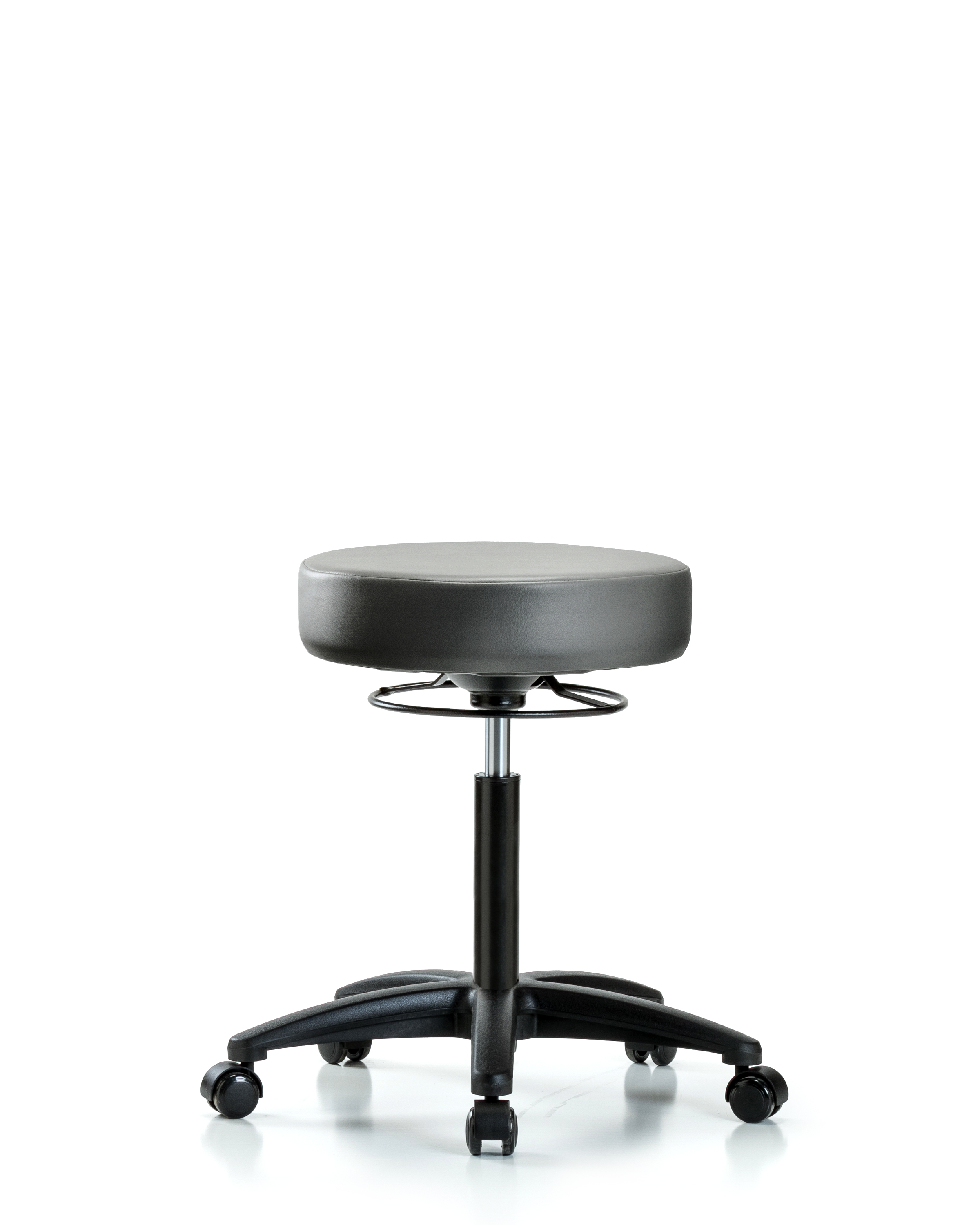 Rutledge Vinyl Stool without Back - Medium Bench Height with Casters in Sterling Supernova Vinyl