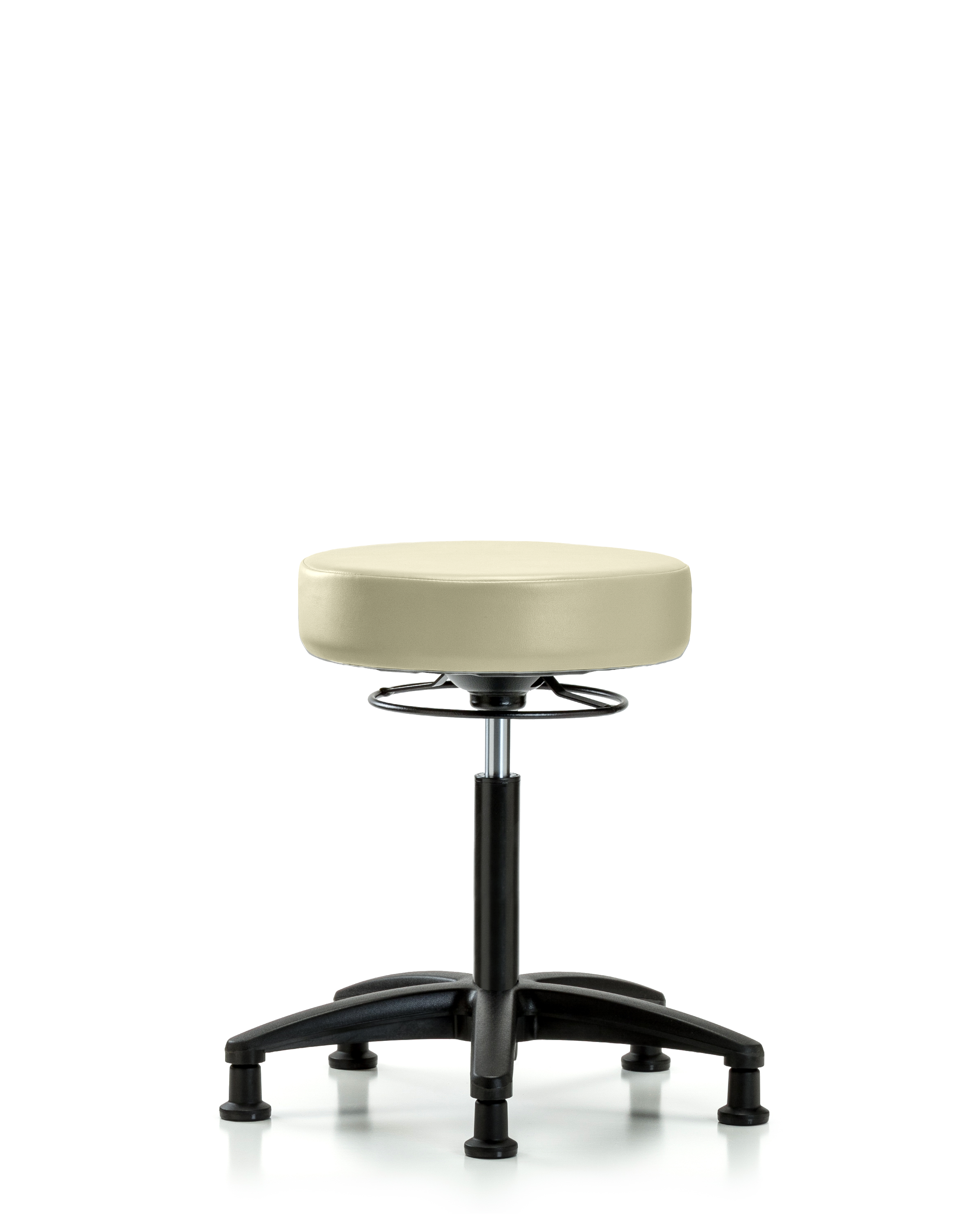 Rutledge Vinyl Stool without Back - Medium Bench Height with Stationary Glides in Adobe White Trailblazer Vinyl