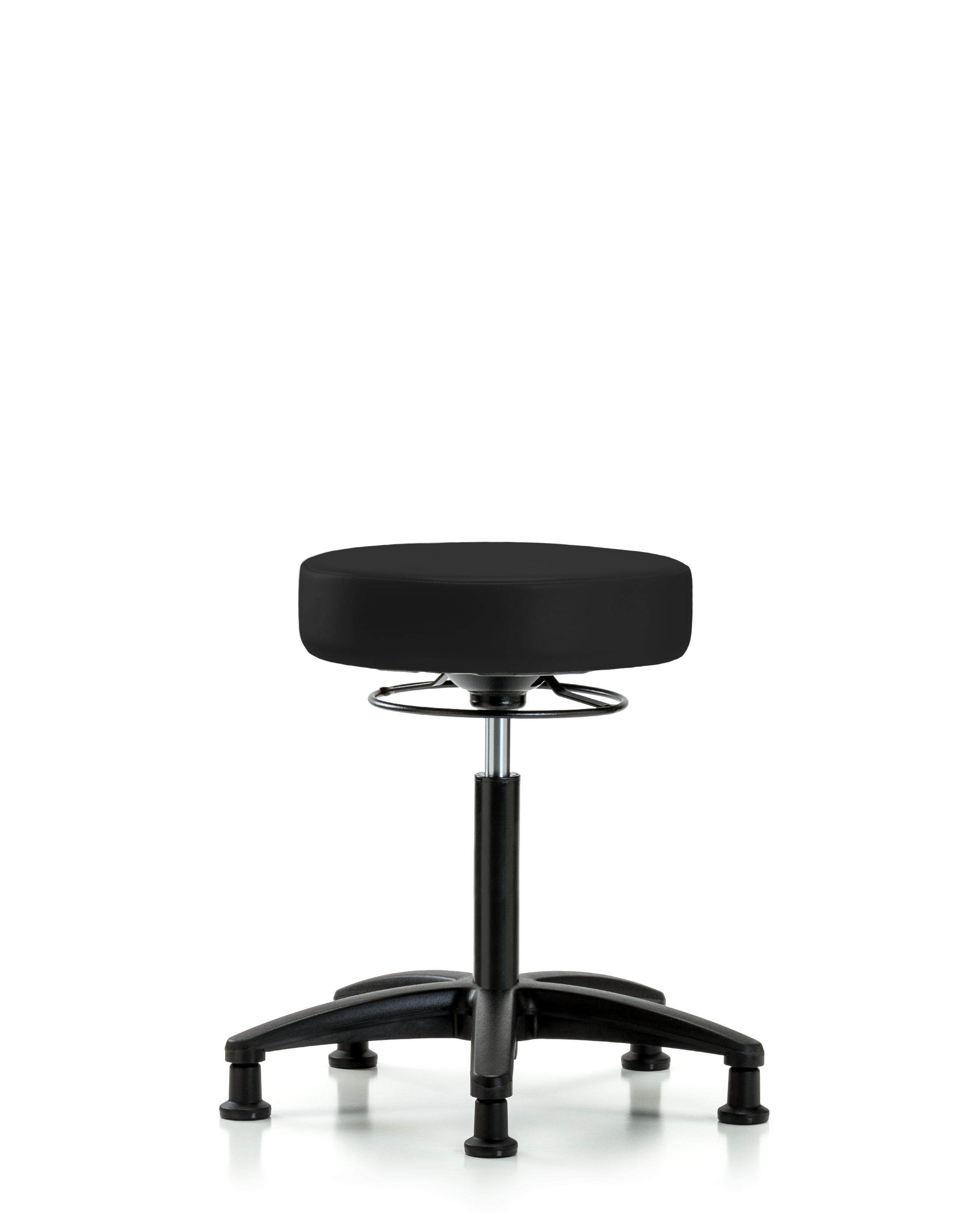 Rutledge Vinyl Stool without Back - Medium Bench Height with Stationary Glides in Black Trailblazer Vinyl