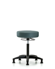 Rutledge Vinyl Stool without Back - Medium Bench Height with Stationary Glides in Colonial Blue Trailblazer Vinyl