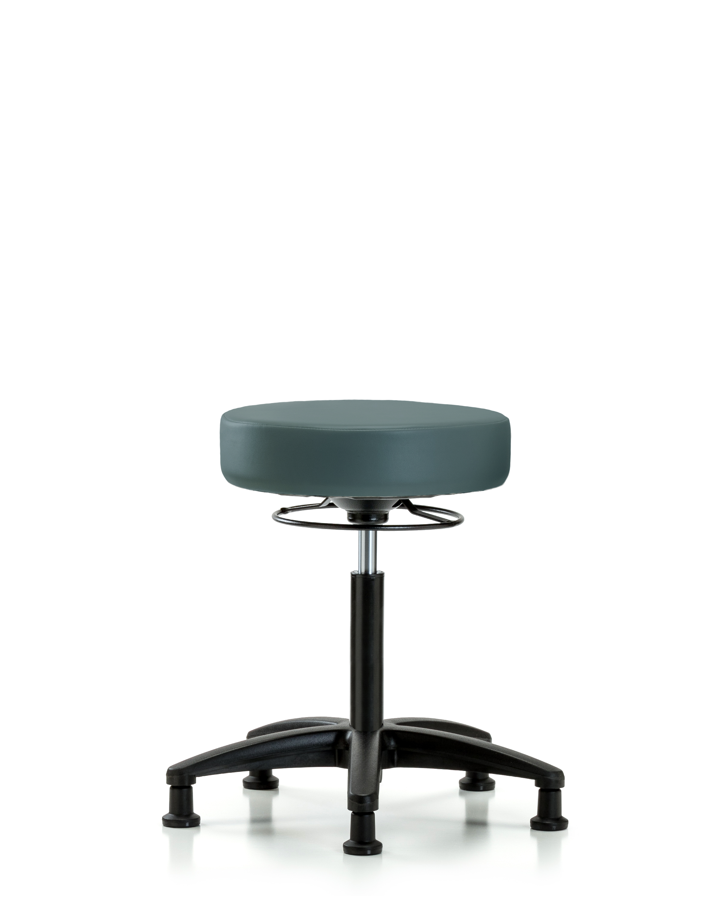 Rutledge Vinyl Stool without Back - Medium Bench Height with Stationary Glides in Colonial Blue Trailblazer Vinyl