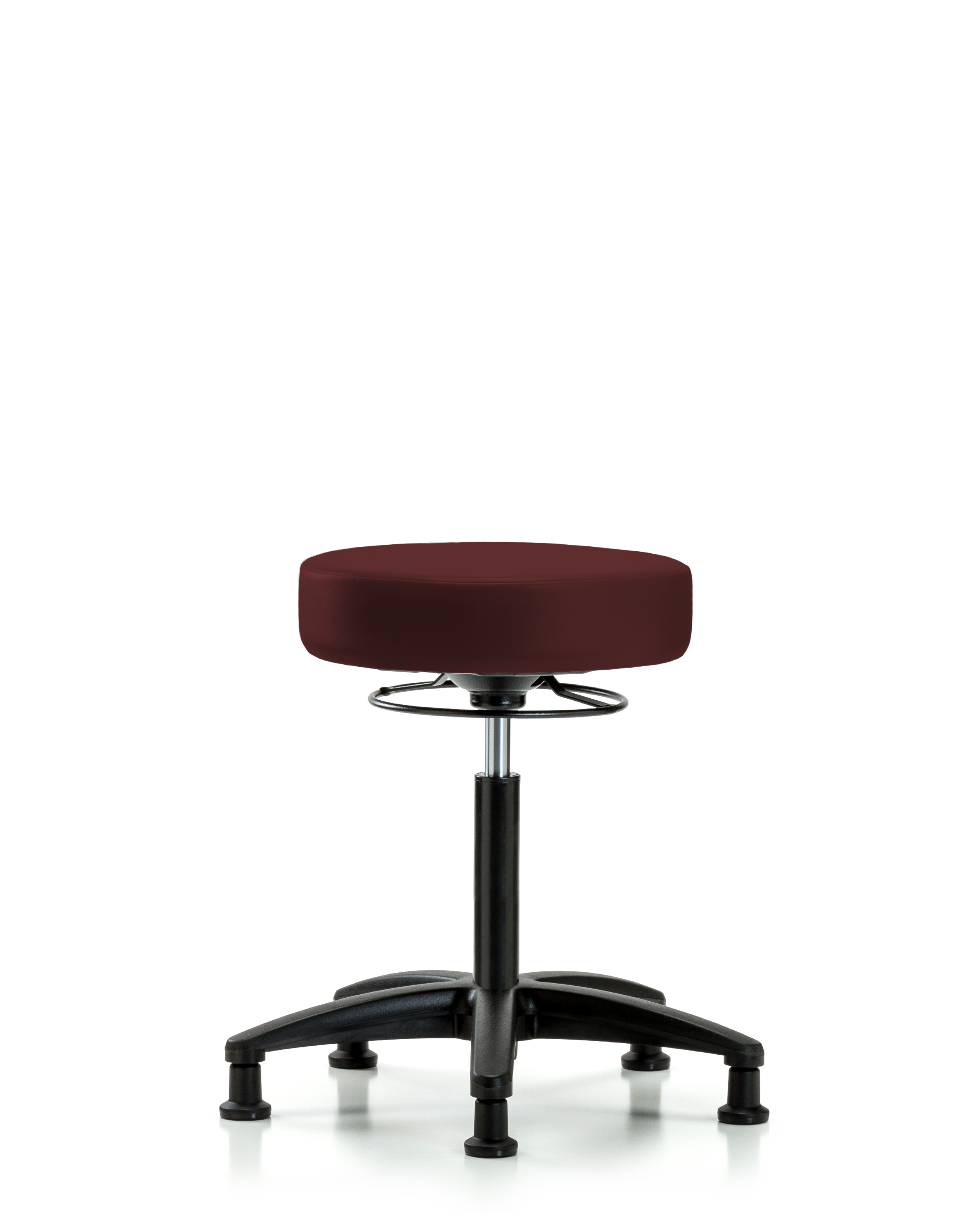 Rutledge Vinyl Stool without Back - Medium Bench Height with Stationary Glides in Burgundy Trailblazer Vinyl