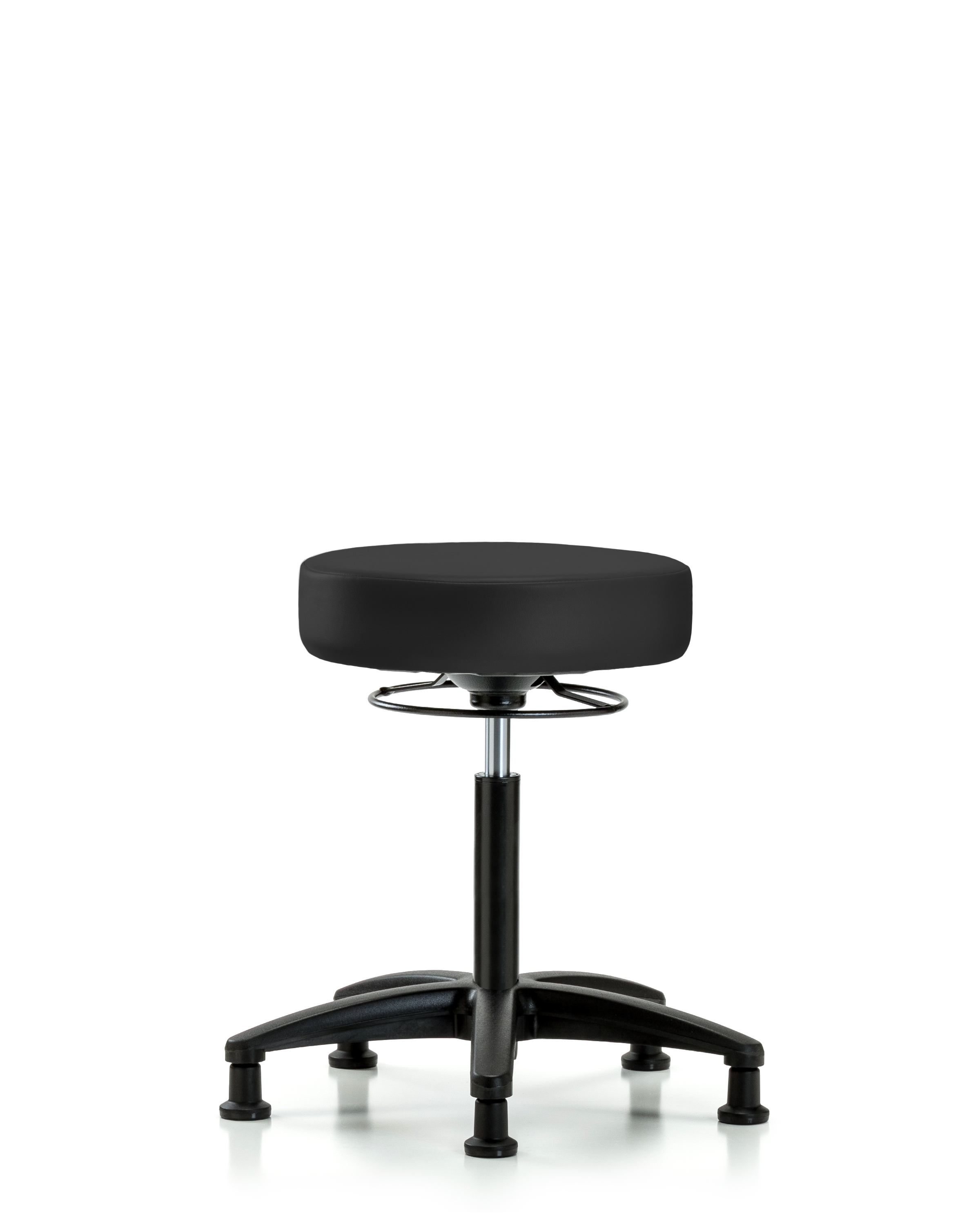 Rutledge Vinyl Stool without Back - Medium Bench Height with Stationary Glides in Charcoal Trailblazer Vinyl