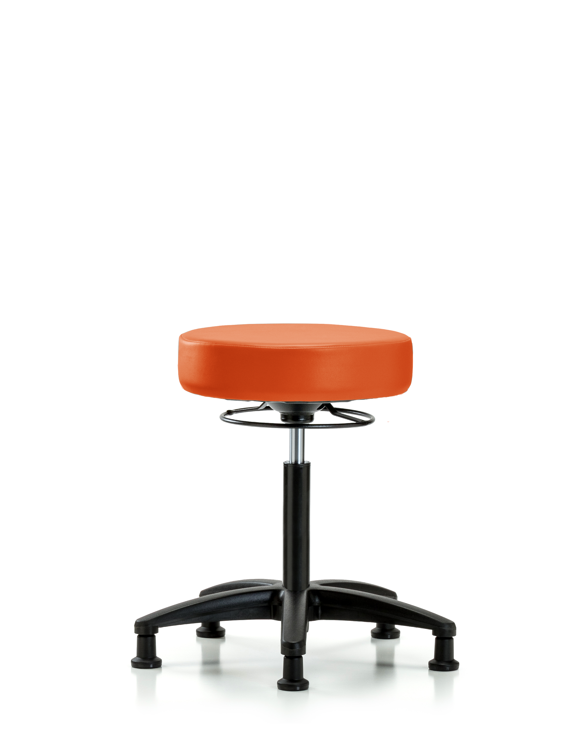 Rutledge Vinyl Stool without Back - Medium Bench Height with Stationary Glides in Orange Kist Trailblazer Vinyl