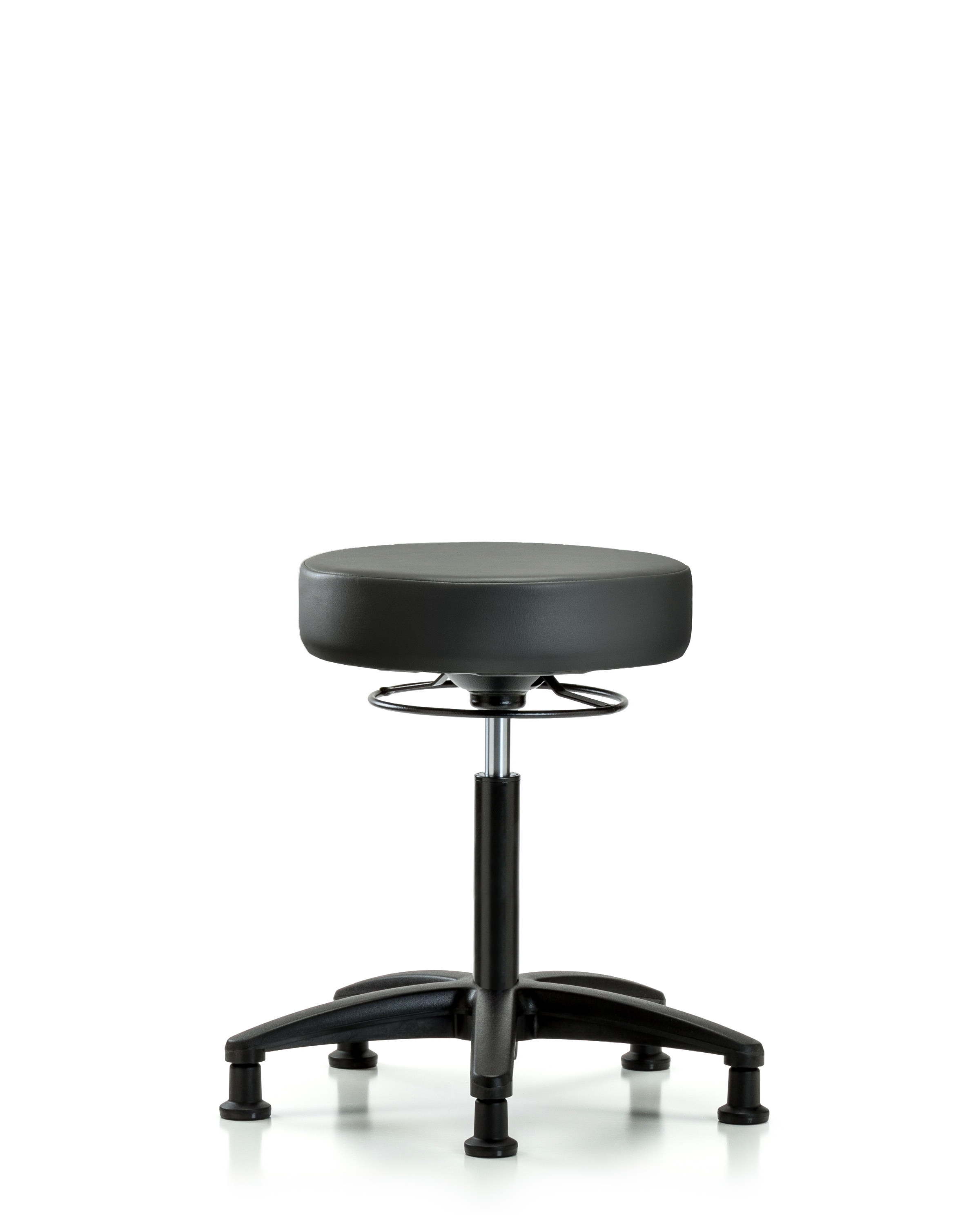 Rutledge Vinyl Stool without Back - Medium Bench Height with Stationary Glides in Carbon Supernova Vinyl