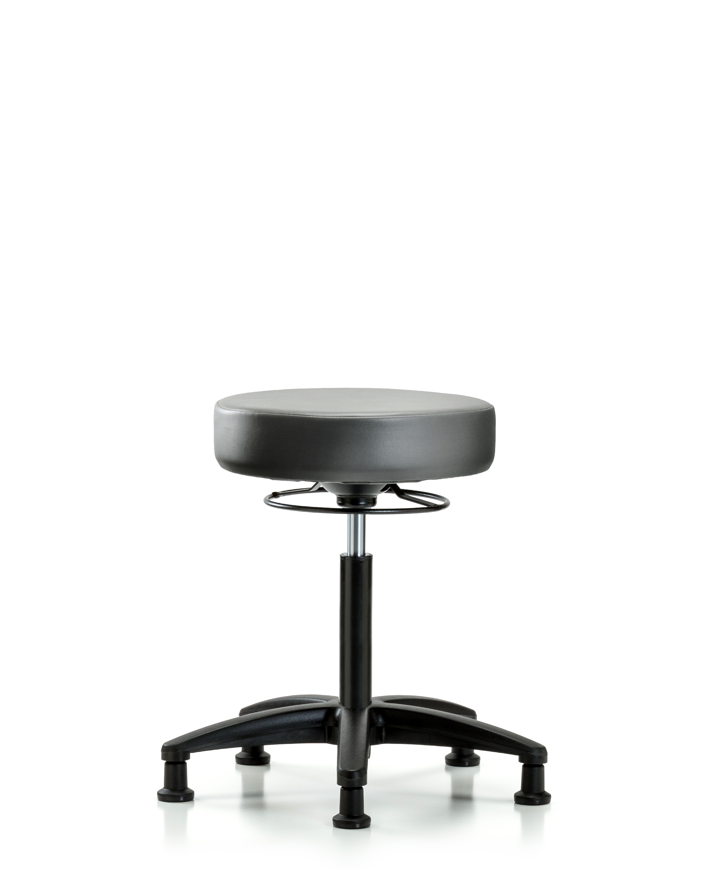 Rutledge Vinyl Stool without Back - Medium Bench Height with Stationary Glides in Sterling Supernova Vinyl