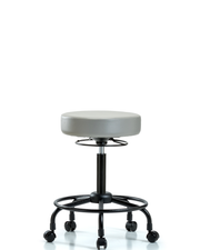 Rutledge Vinyl Stool without Back - Medium Bench Height with Round Tube Base & Casters in Adobe White Trailblazer Vinyl