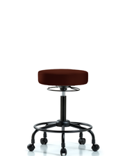 Rutledge Vinyl Stool without Back - Medium Bench Height with Round Tube Base & Casters in Burgundy Trailblazer Vinyl