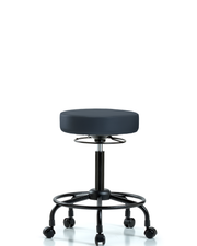 Rutledge Vinyl Stool without Back - Medium Bench Height with Round Tube Base & Casters in Imperial Blue Trailblazer Vinyl