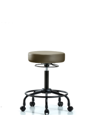 Rutledge Vinyl Stool without Back - Medium Bench Height with Round Tube Base & Casters in Taupe Supernova Vinyl