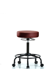 Rutledge Vinyl Stool without Back - Medium Bench Height with Round Tube Base & Casters in Borscht Supernova Vinyl
