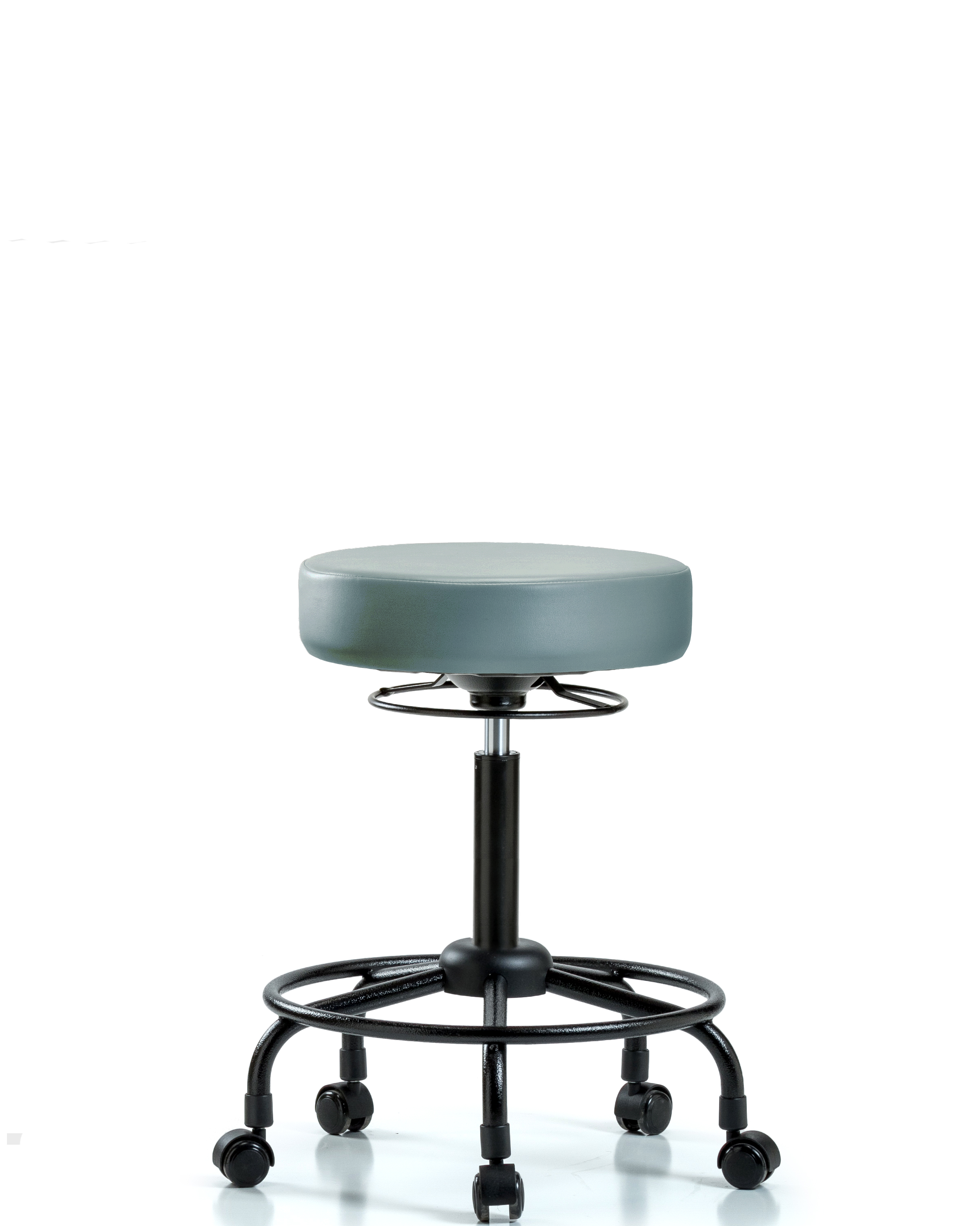 Rutledge Vinyl Stool without Back - Medium Bench Height with Round Tube Base & Casters in Storm Supernova Vinyl