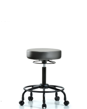 Rutledge Vinyl Stool without Back - Medium Bench Height with Round Tube Base & Casters in Sterling Supernova Vinyl