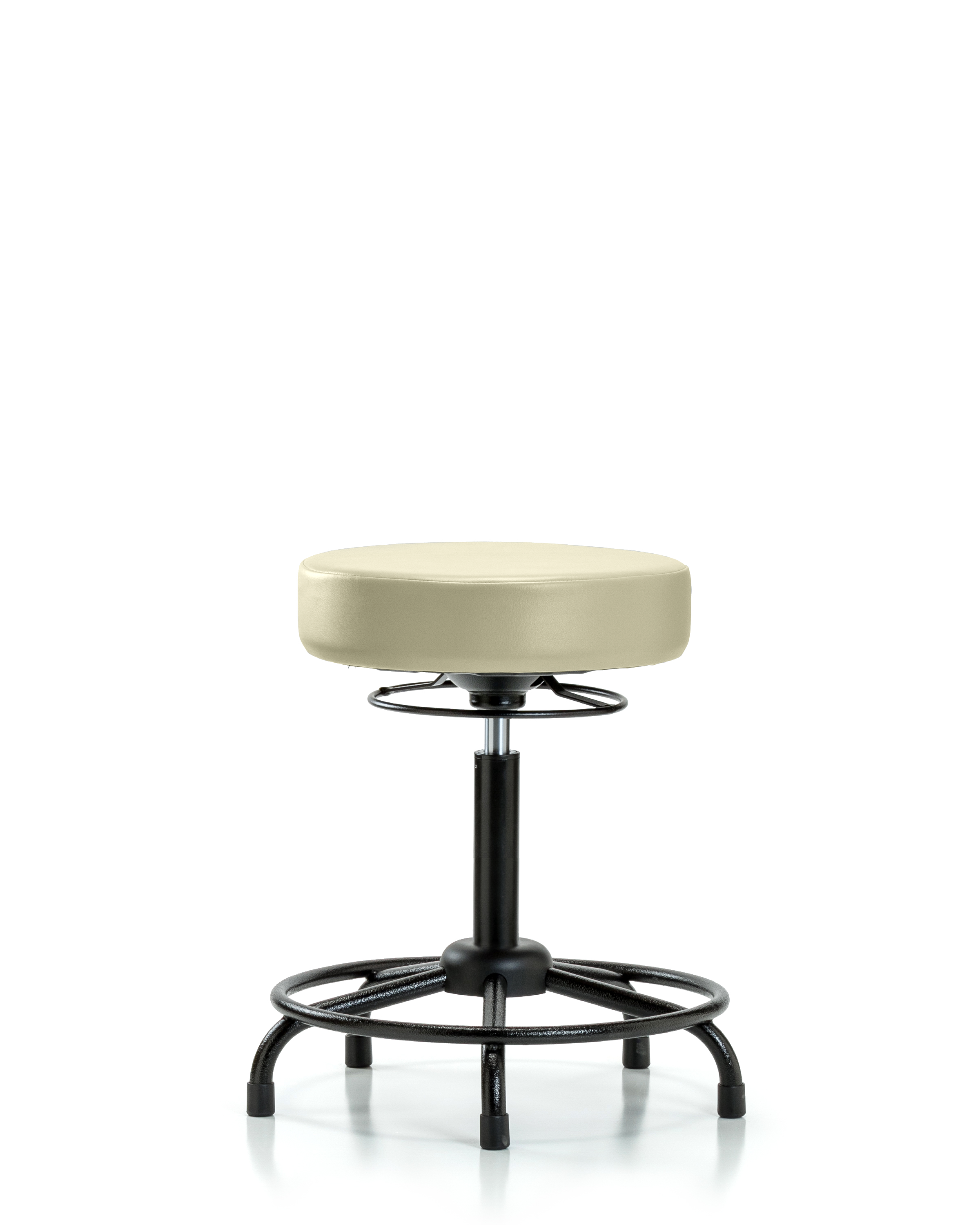 Rutledge Vinyl Stool without Back - Medium Bench Height with Round Tube Base & Stationary Glides in Adobe White Trailblazer Vinyl