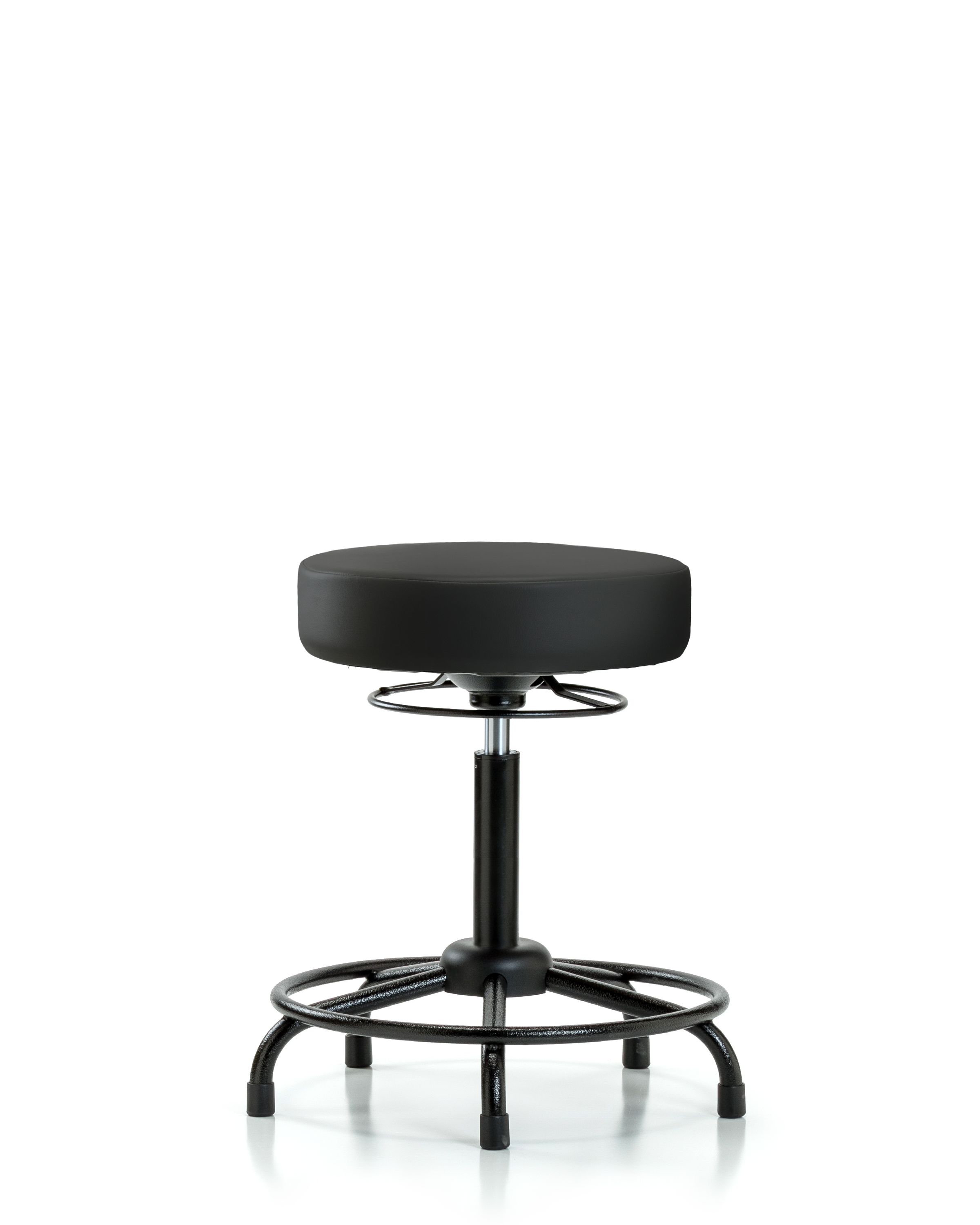 Rutledge Vinyl Stool without Back - Medium Bench Height with Round Tube Base & Stationary Glides in Black Trailblazer Vinyl