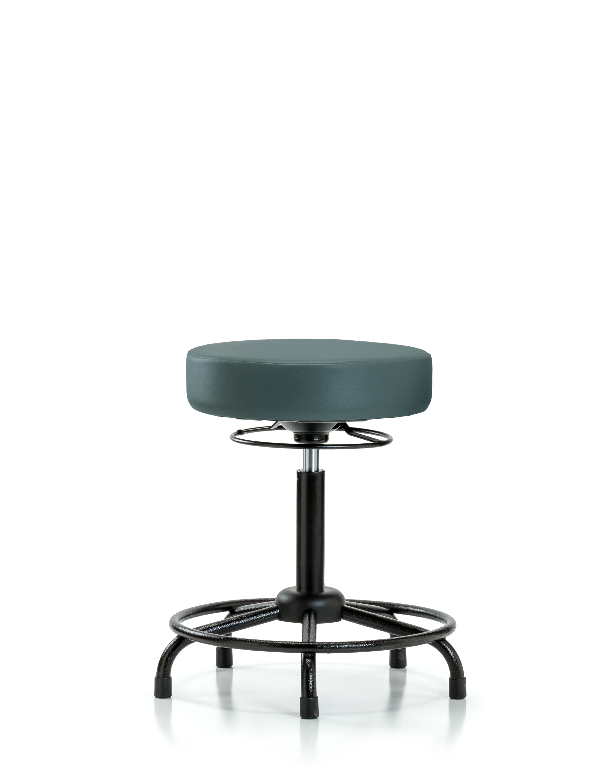 Rutledge Vinyl Stool without Back - Medium Bench Height with Round Tube Base & Stationary Glides in Colonial Blue Trailblazer Vinyl