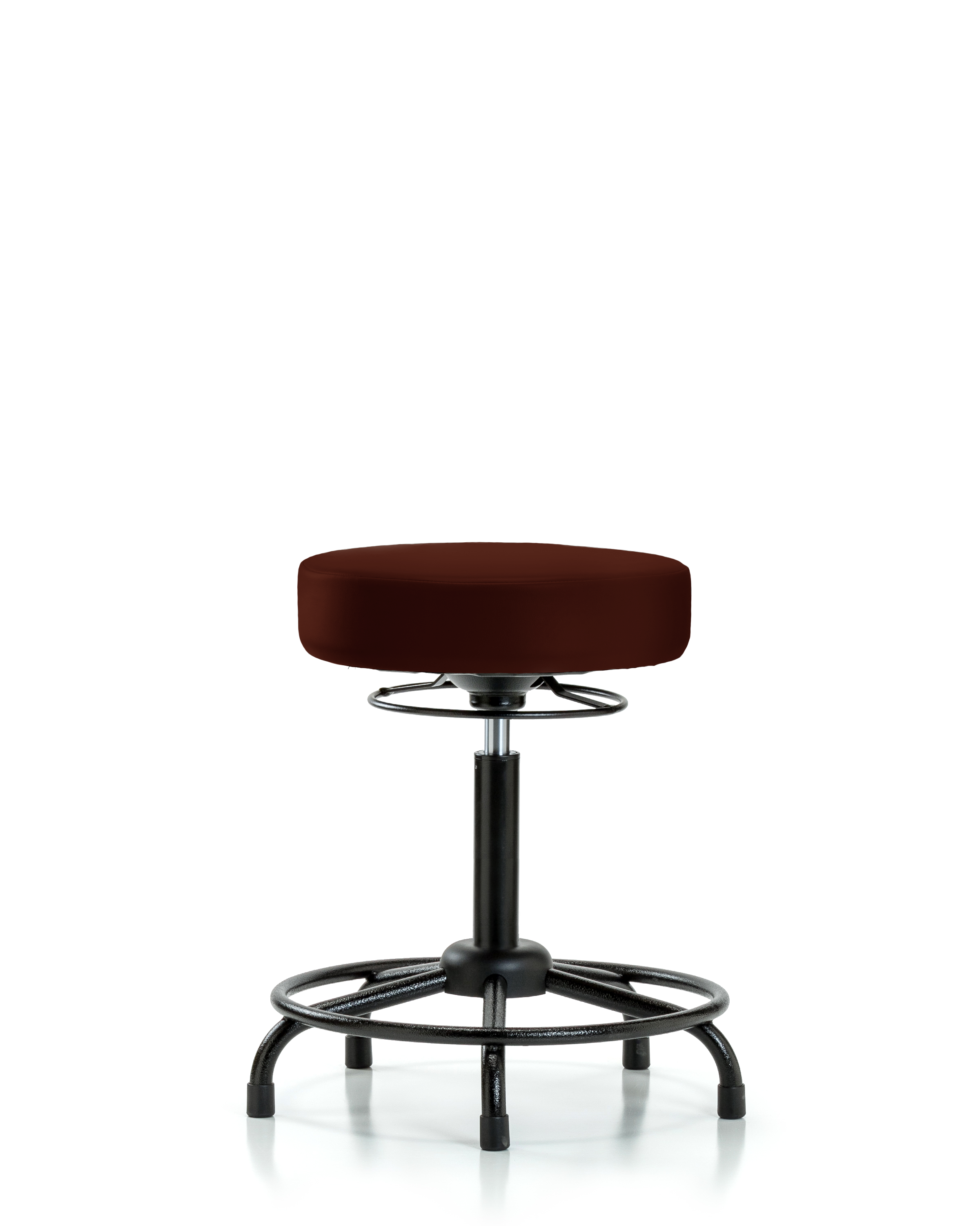 Rutledge Vinyl Stool without Back - Medium Bench Height with Round Tube Base & Stationary Glides in Burgundy Trailblazer Vinyl