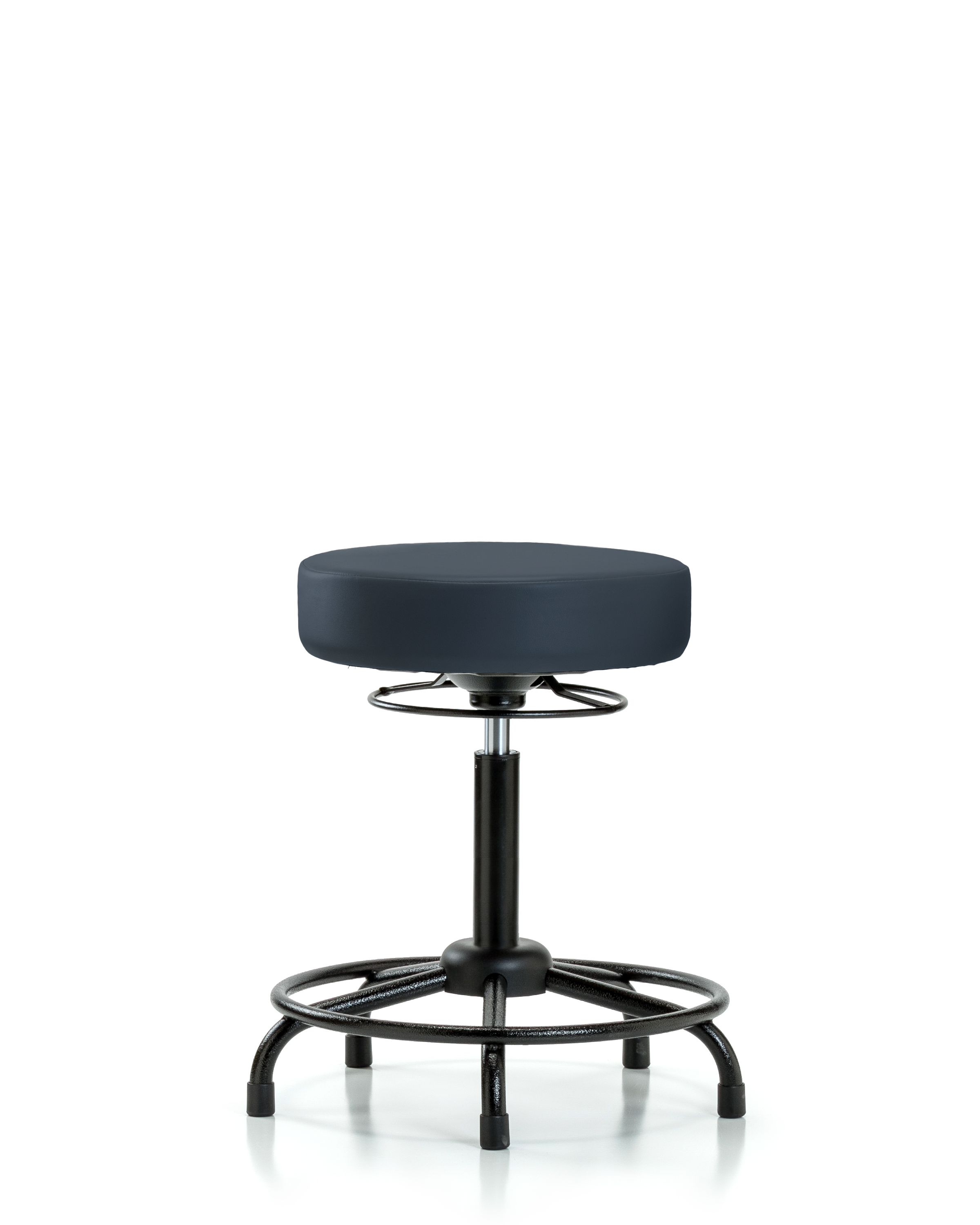 Rutledge Vinyl Stool without Back - Medium Bench Height with Round Tube Base & Stationary Glides in Imperial Blue Trailblazer Vinyl