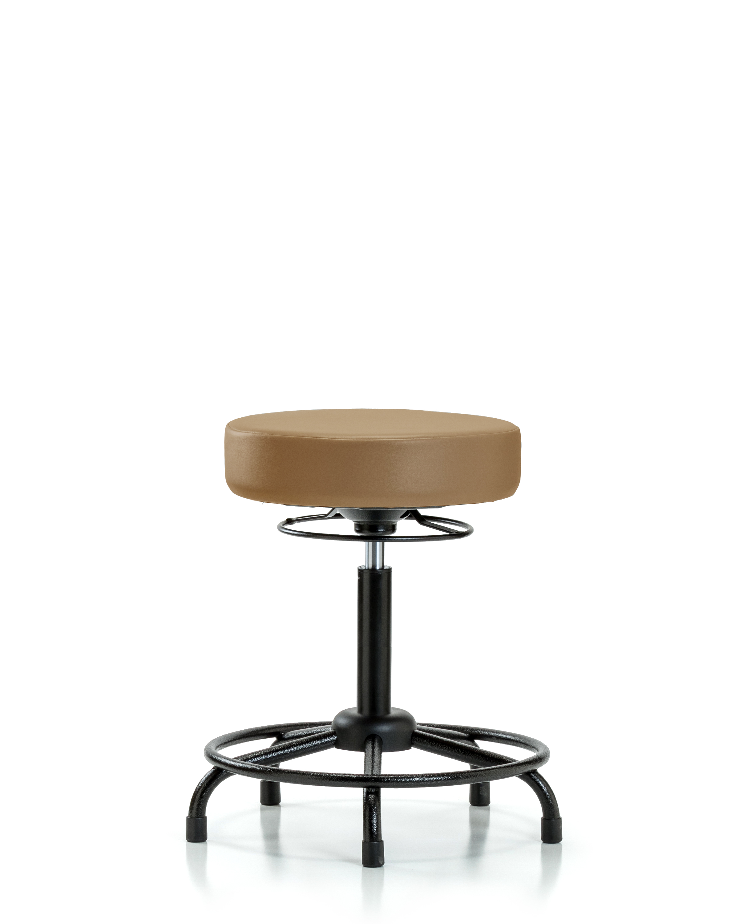 Rutledge Vinyl Stool without Back - Medium Bench Height with Round Tube Base & Stationary Glides in Taupe Trailblazer Vinyl