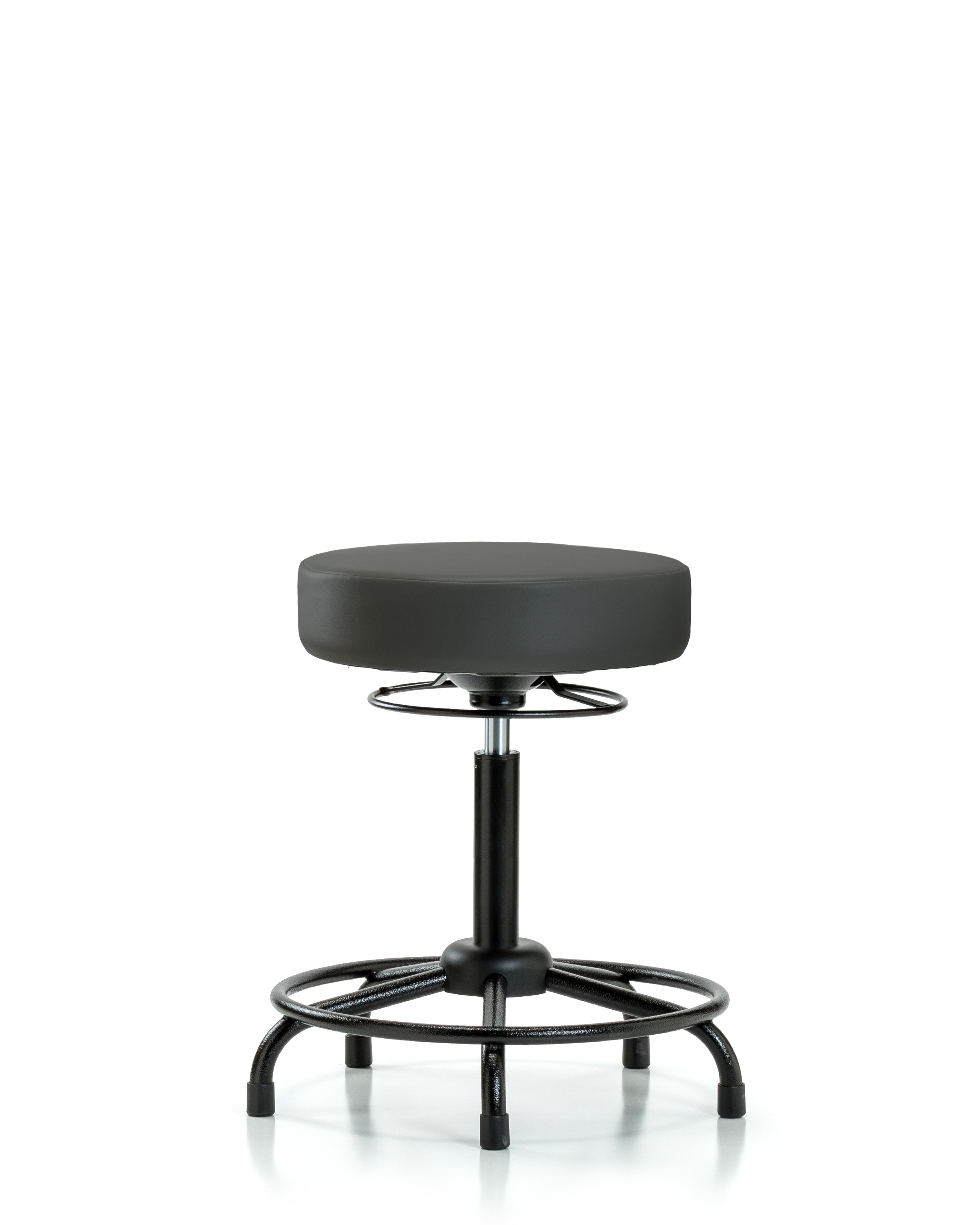 Rutledge Vinyl Stool without Back - Medium Bench Height with Round Tube Base & Stationary Glides in Charcoal Trailblazer Vinyl