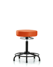 Rutledge Vinyl Stool without Back - Medium Bench Height with Round Tube Base & Stationary Glides in Orange Kist Trailblazer Vinyl