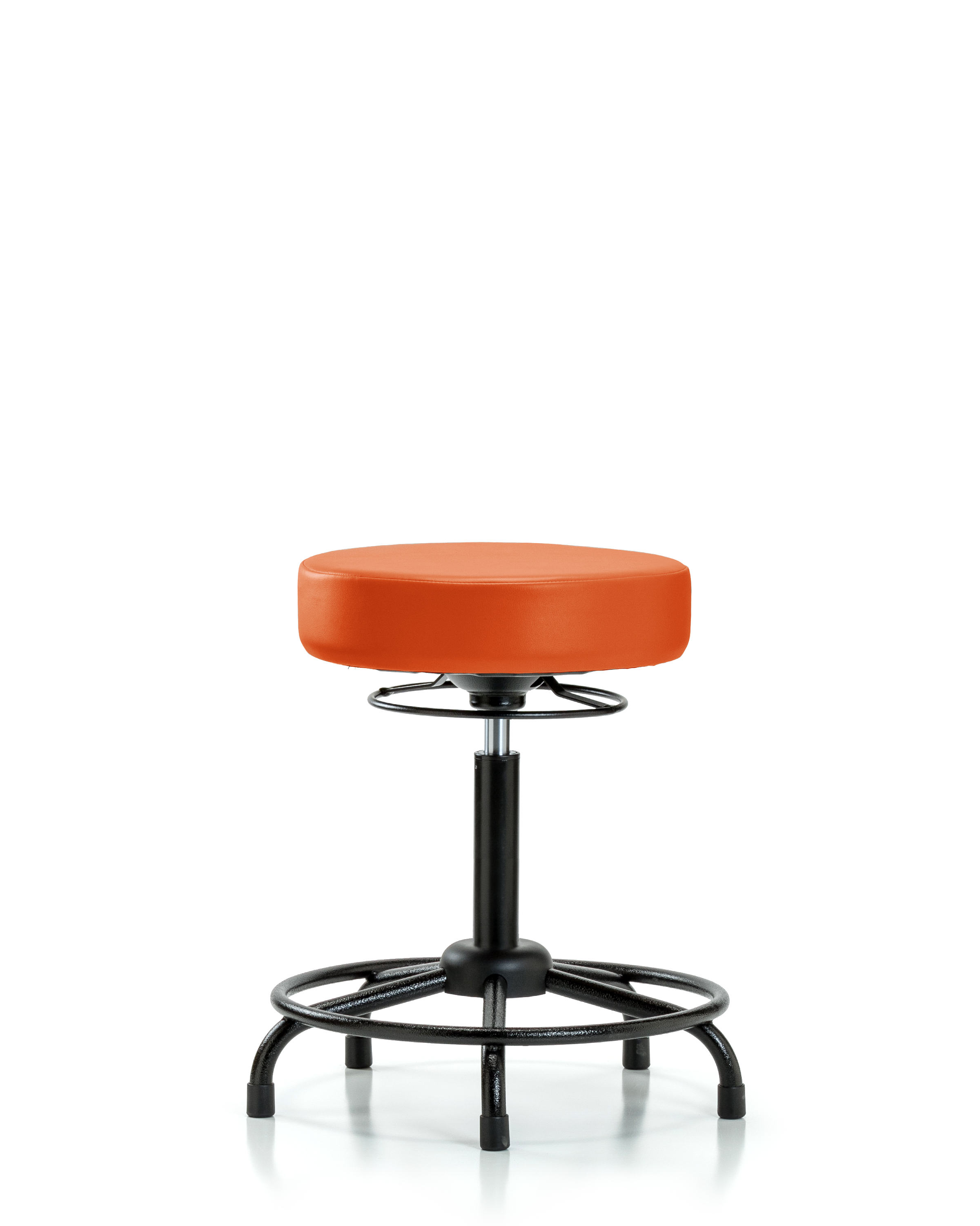 Rutledge Vinyl Stool without Back - Medium Bench Height with Round Tube Base & Stationary Glides in Orange Kist Trailblazer Vinyl