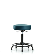 Rutledge Vinyl Stool without Back - Medium Bench Height with Round Tube Base & Stationary Glides in Marine Blue Supernova Vinyl