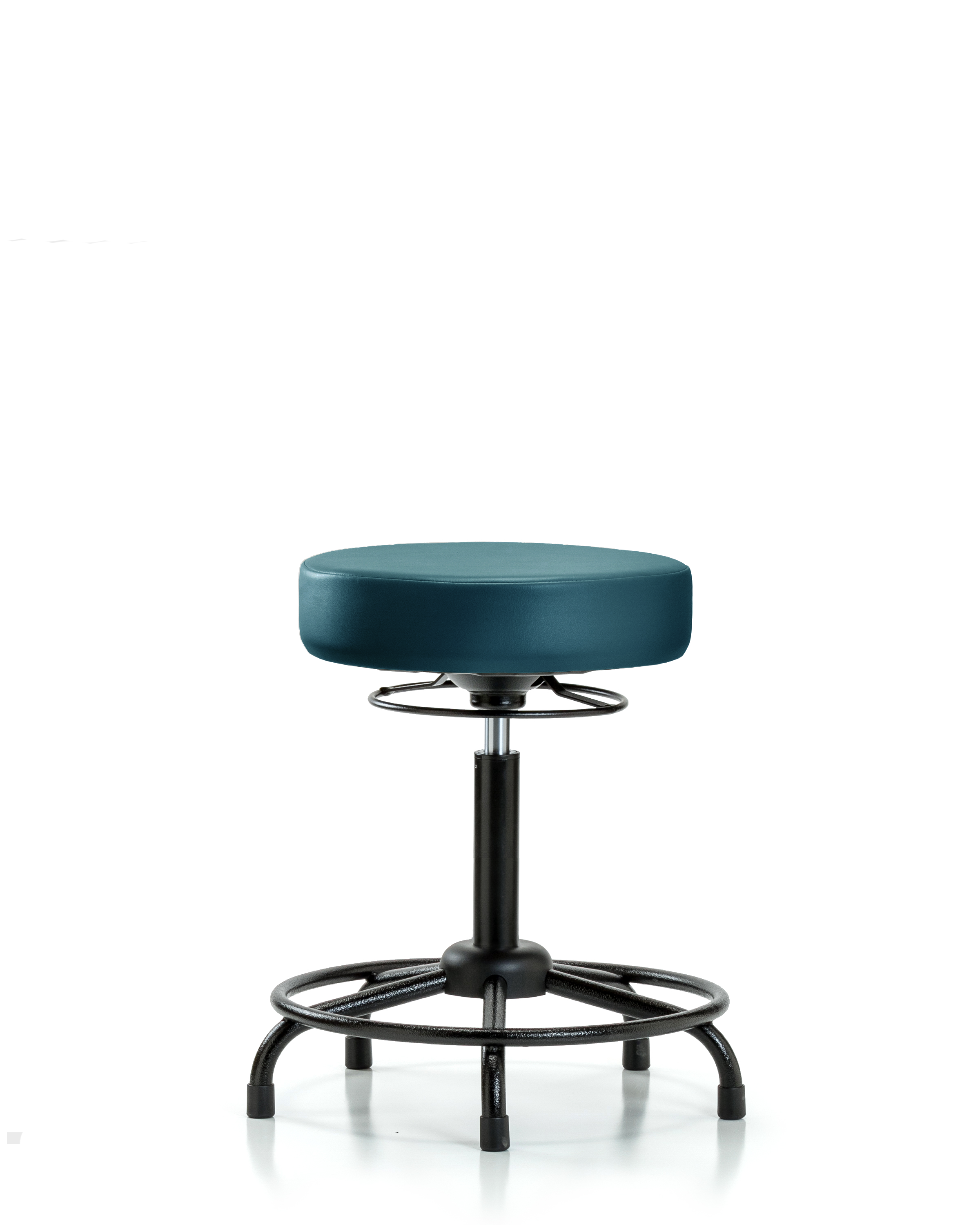 Rutledge Vinyl Stool without Back - Medium Bench Height with Round Tube Base & Stationary Glides in Marine Blue Supernova Vinyl
