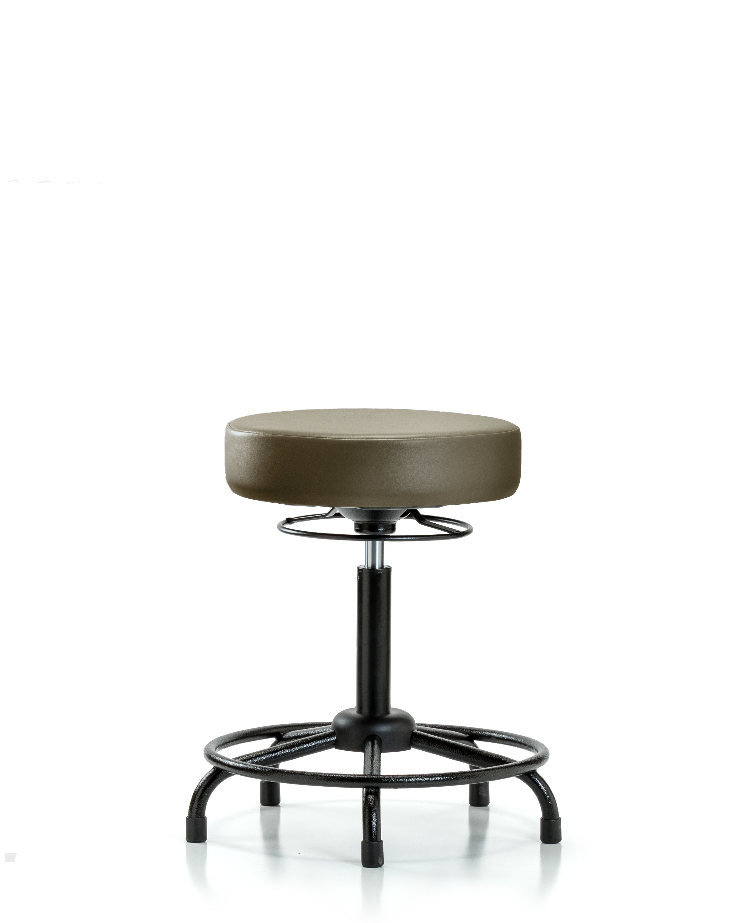 Rutledge Vinyl Stool without Back - Medium Bench Height with Round Tube Base & Stationary Glides in Taupe Supernova Vinyl