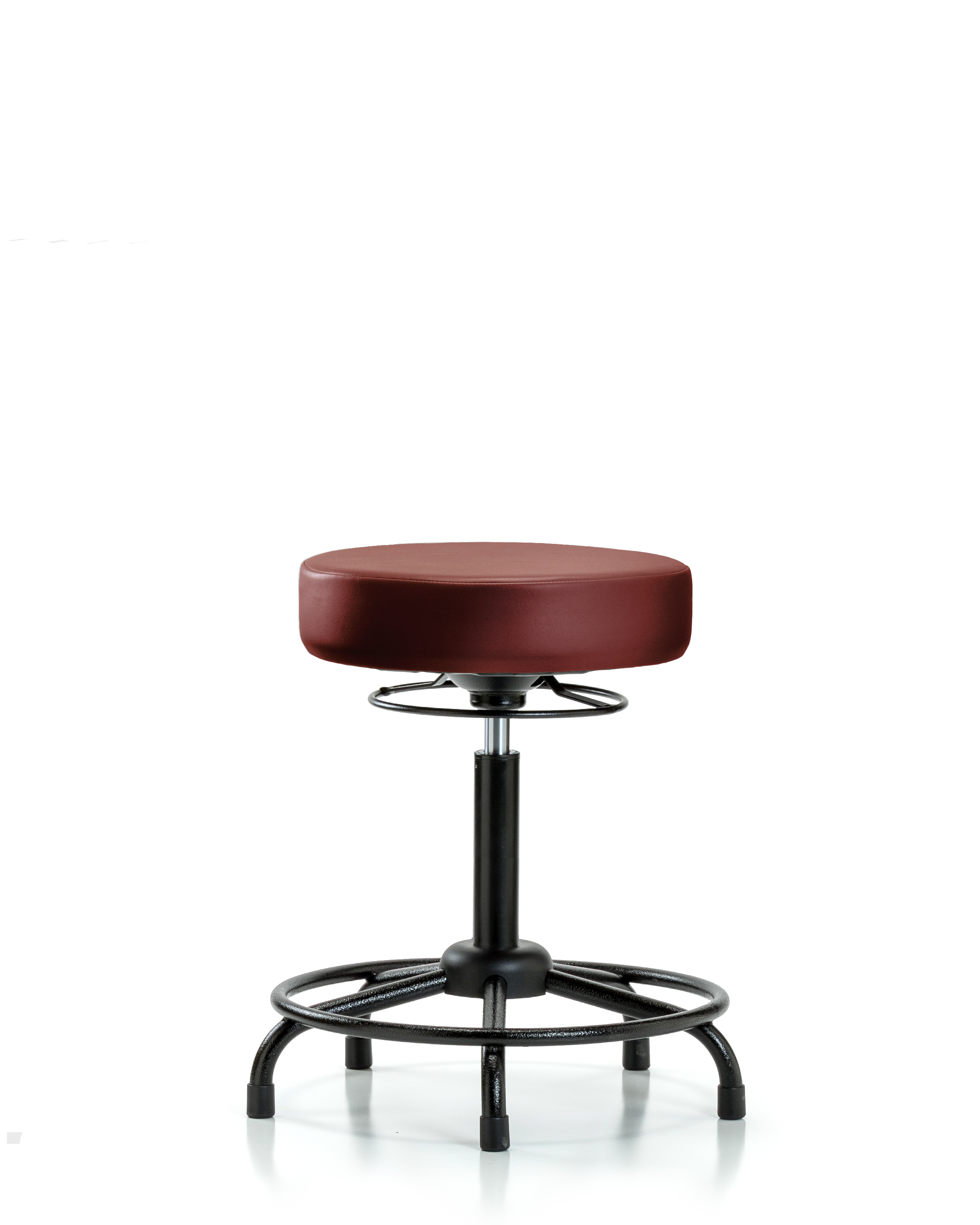 Rutledge Vinyl Stool without Back - Medium Bench Height with Round Tube Base & Stationary Glides in Borscht Supernova Vinyl