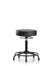 Rutledge Vinyl Stool without Back - Medium Bench Height with Round Tube Base & Stationary Glides in Carbon Supernova Vinyl