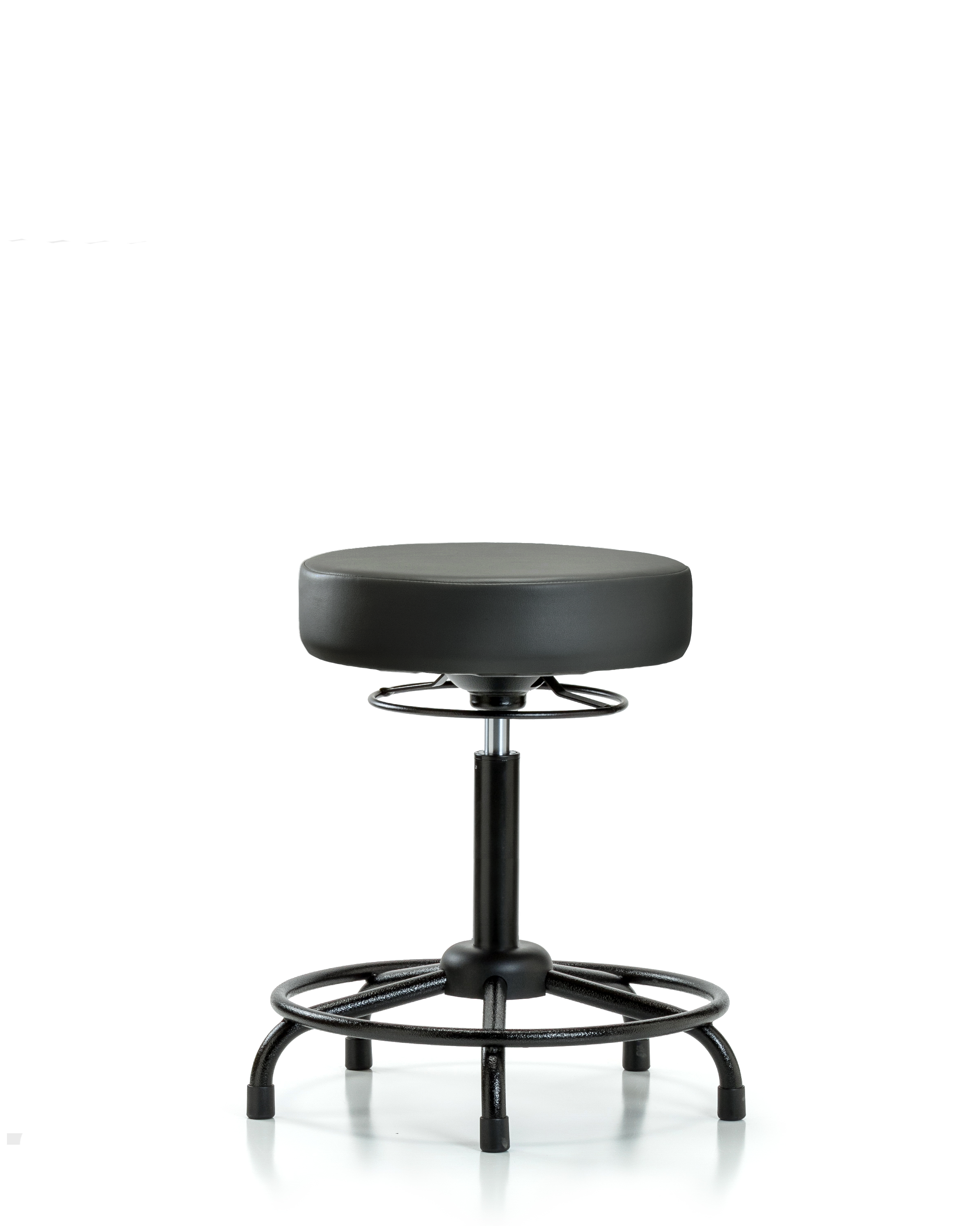 Rutledge Vinyl Stool without Back - Medium Bench Height with Round Tube Base & Stationary Glides in Carbon Supernova Vinyl