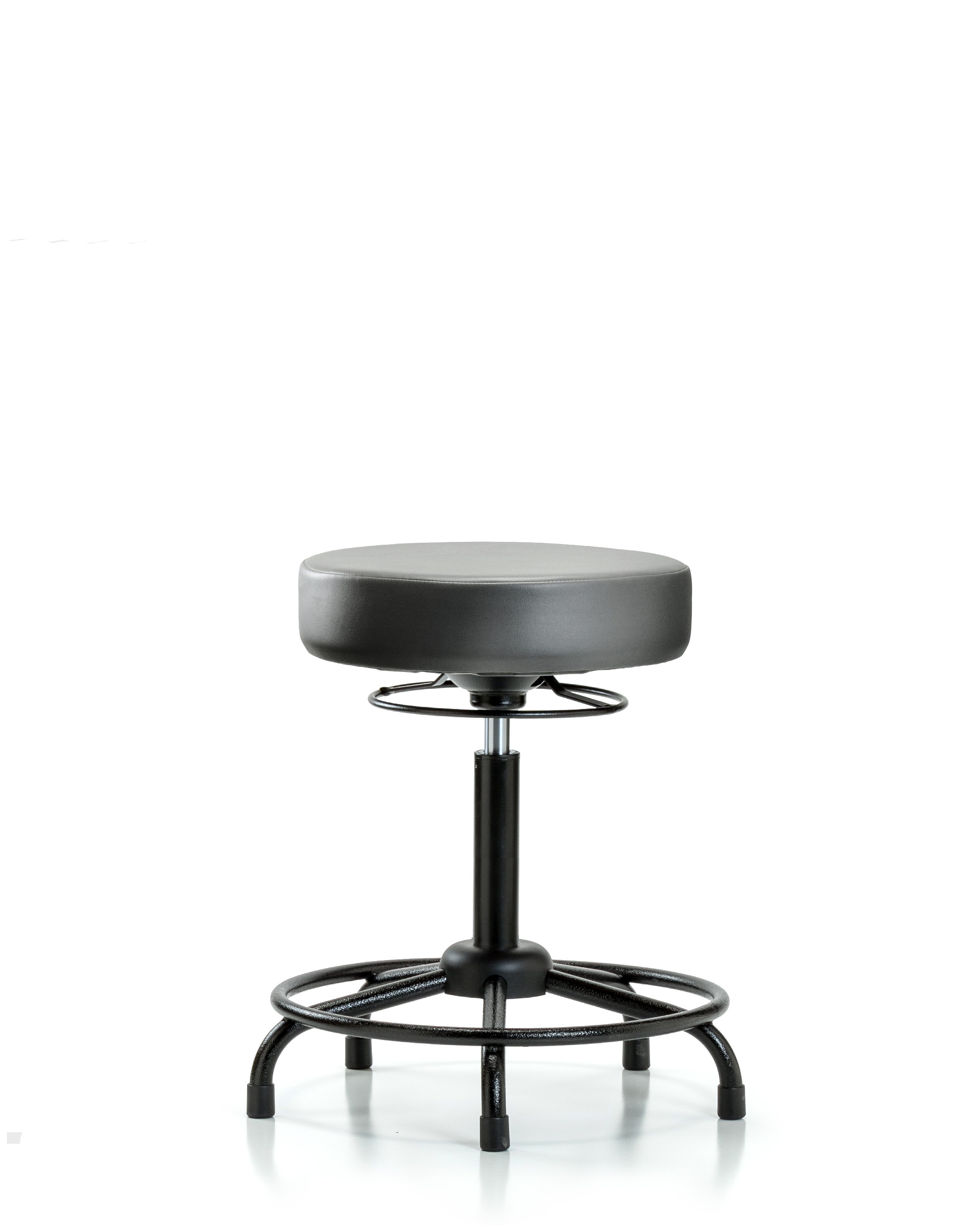 Rutledge Vinyl Stool without Back - Medium Bench Height with Round Tube Base & Stationary Glides in Sterling Supernova Vinyl