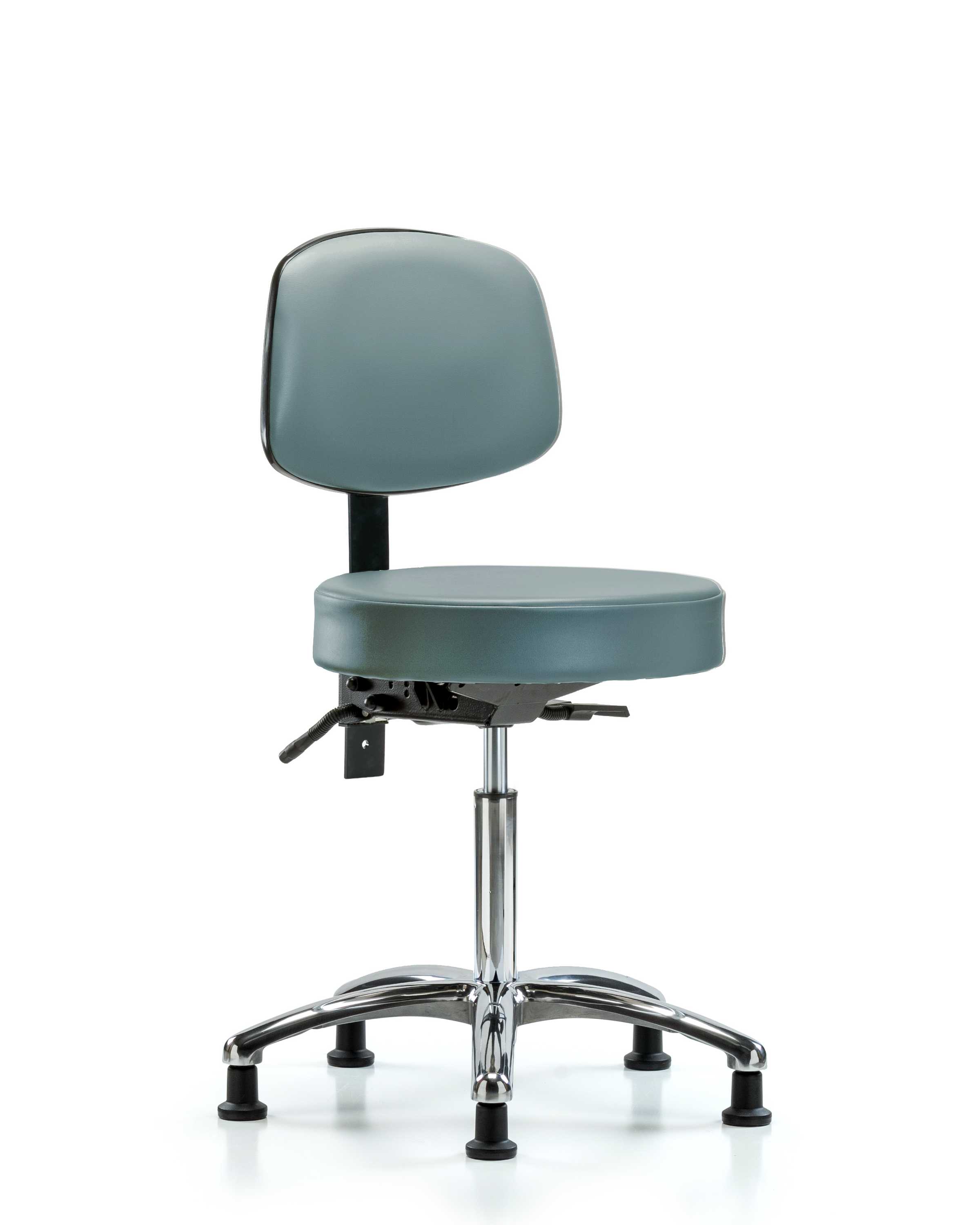 Rutledge Vinyl Stool with Back Chrome - Medium Bench Height with Stationary Glides in Storm Supernova Vinyl