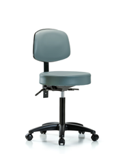 Rutledge Vinyl Stool with Back - Medium Bench Height with Casters in Storm Supernova Vinyl