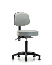 Rutledge Vinyl Stool with Back - Medium Bench Height with Stationary Glides in Dove Trailblazer Vinyl