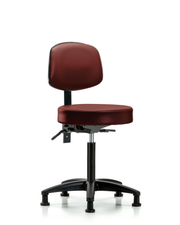 Rutledge Vinyl Stool with Back - Medium Bench Height with Stationary Glides in Borscht Supernova Vinyl