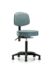 Rutledge Vinyl Stool with Back - Medium Bench Height with Stationary Glides in Storm Supernova Vinyl
