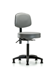 Rutledge Vinyl Stool with Back - Medium Bench Height with Stationary Glides in Sterling Supernova Vinyl