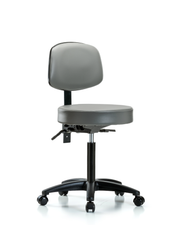 Rutledge Vinyl Stool with Back - Medium Bench Height with Seat Tilt & Casters in Sterling Supernova Vinyl