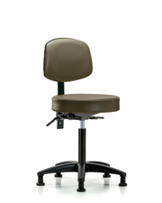 Rutledge Vinyl Stool with Back - Medium Bench Height with Seat Tilt & Stationary Glides in Taupe Supernova Vinyl