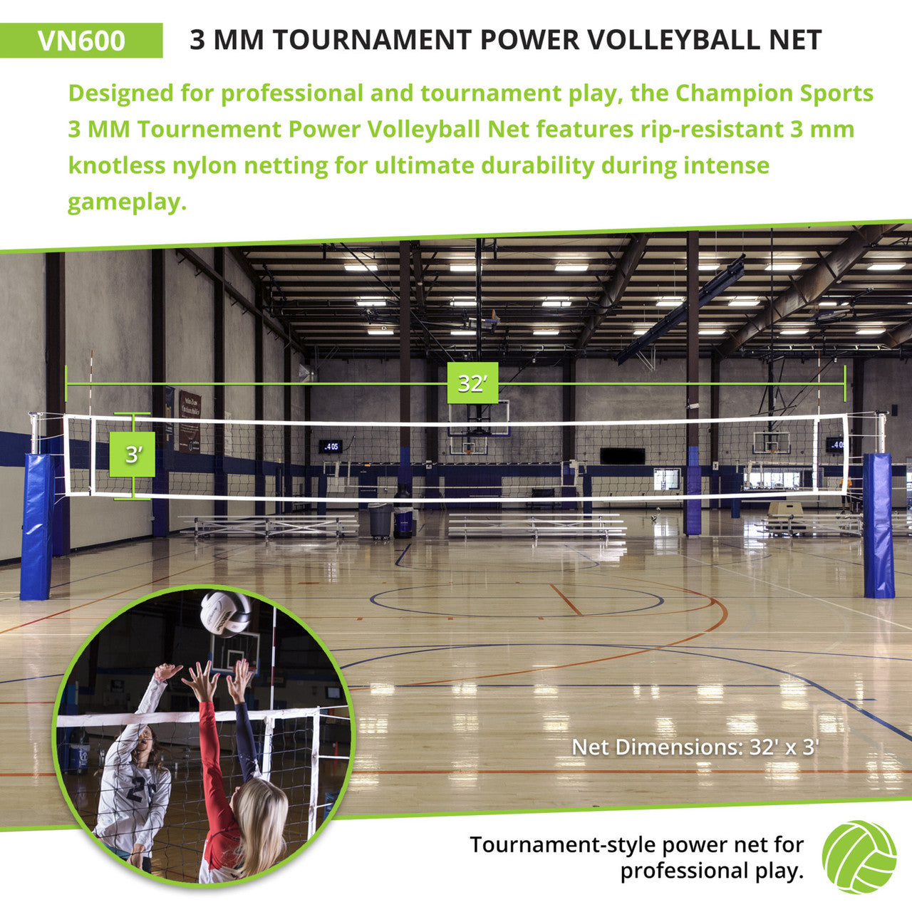 3.0 mm Tournament Volleyball Net
