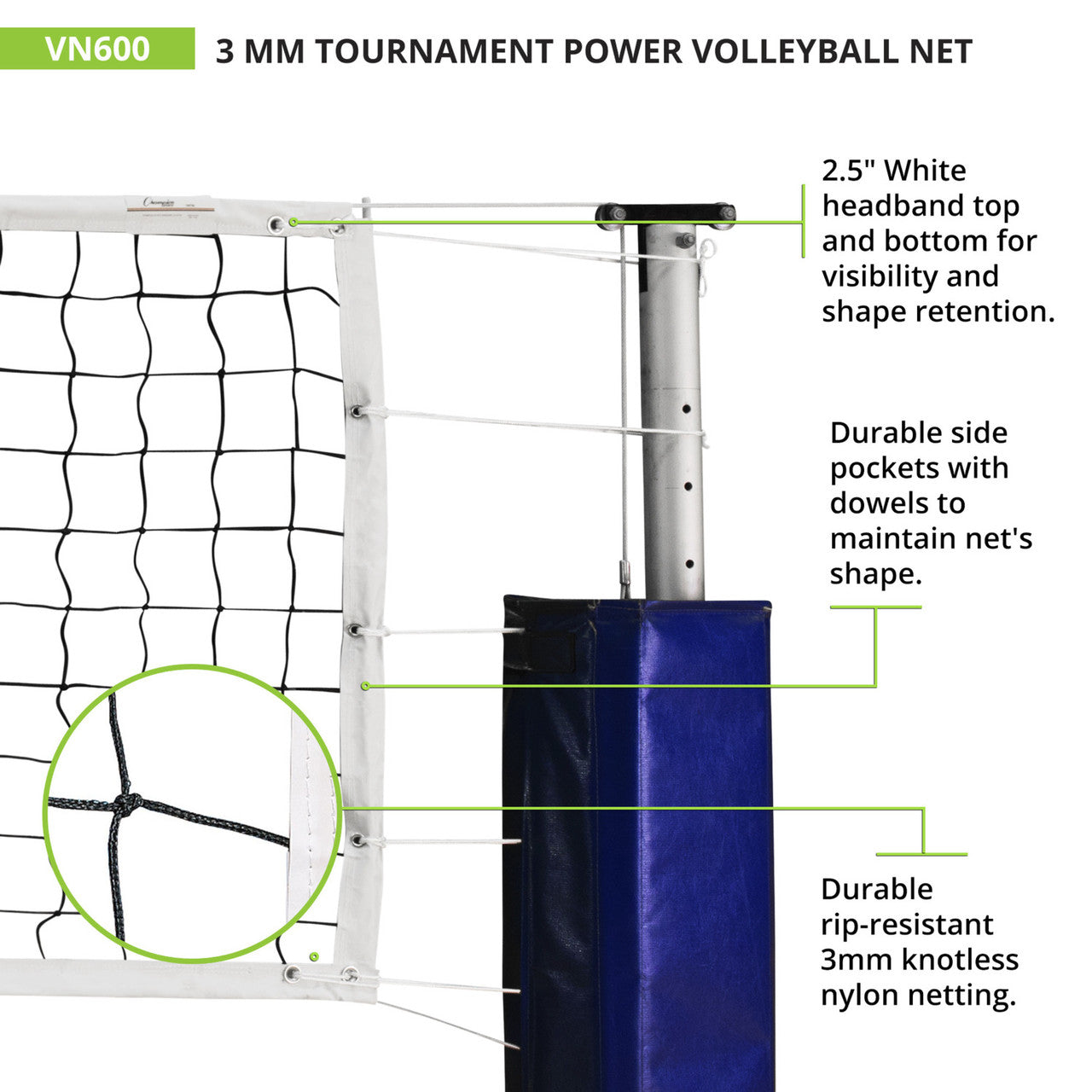 3.0 mm Tournament Volleyball Net